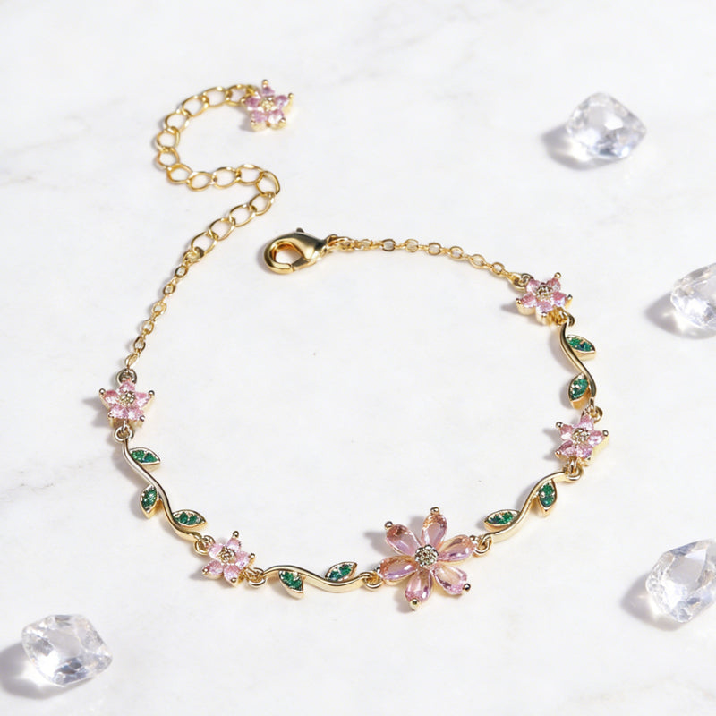 🌸Γυναικείο βραχιόλι Sakura Crystal✨