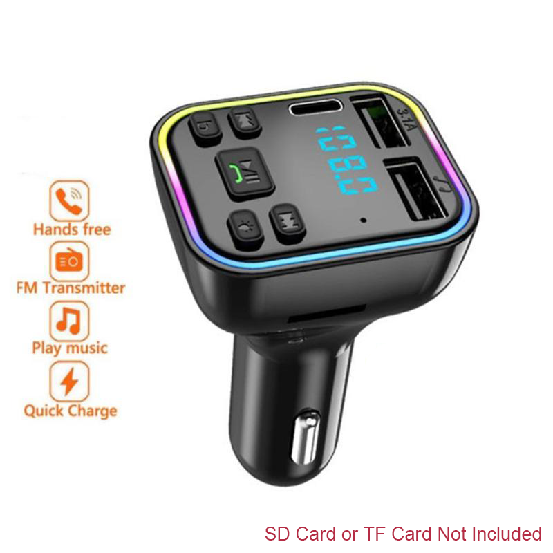 🚗Πολύχρωμο Bluetooth MP3 Player Αυτοκινήτου με Φώτα🎶