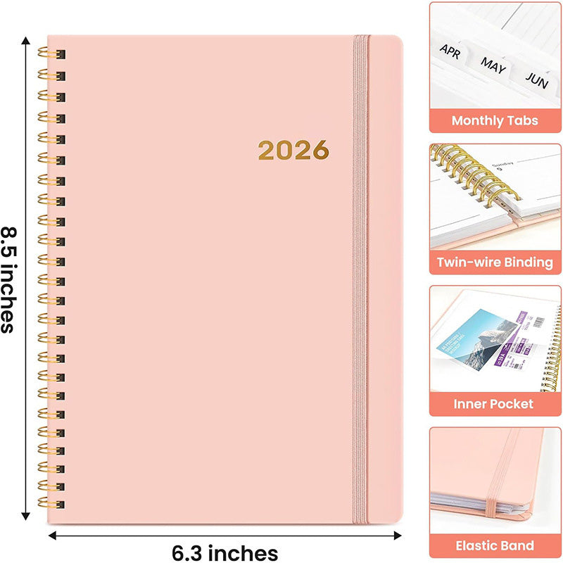 📗Σπειροειδές σημειωματάριο A5 2026 με μηνιαία διαχωριστικά👌
