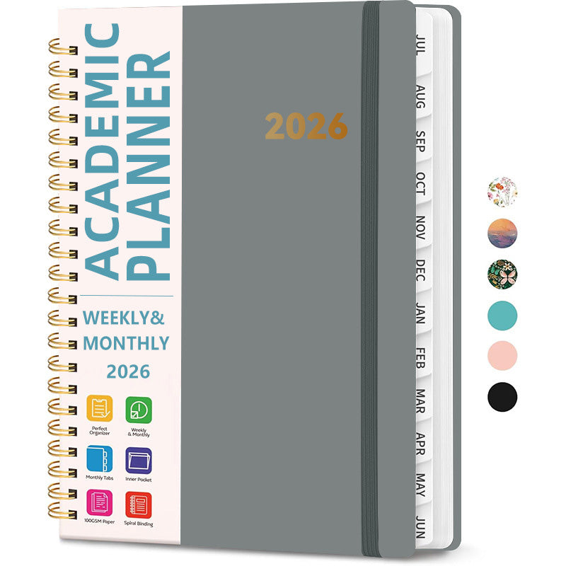 📗Σπειροειδές σημειωματάριο A5 2026 με μηνιαία διαχωριστικά👌
