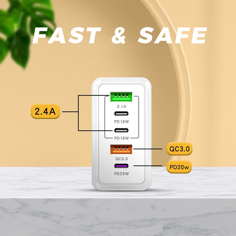 🔌Γρήγορος φορτιστής 120W 5 θυρών⚡