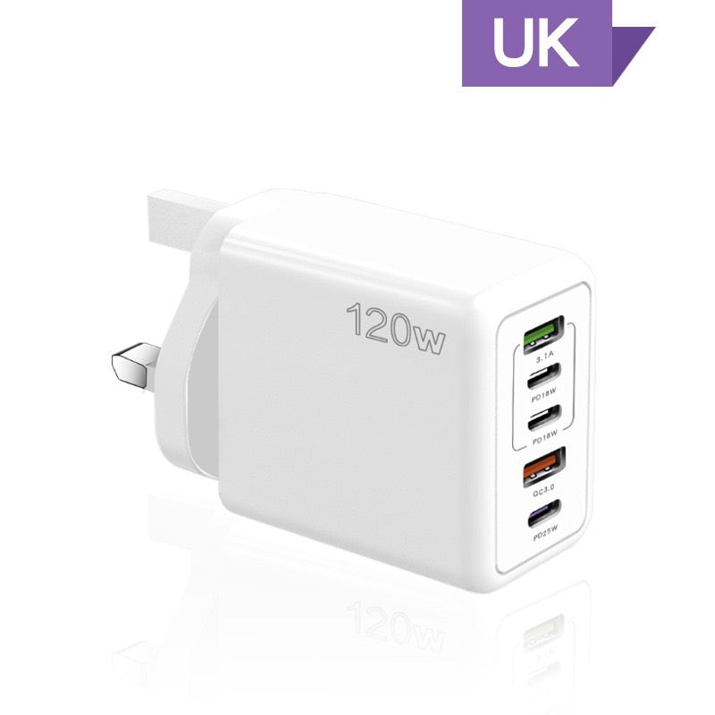 🔌Γρήγορος φορτιστής 120W 5 θυρών⚡