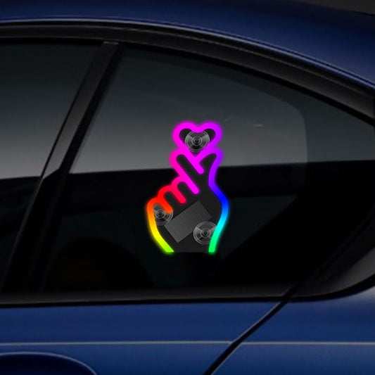 🤞Слънчева LED светлина за кола във формата на сърце за пръст🚗
