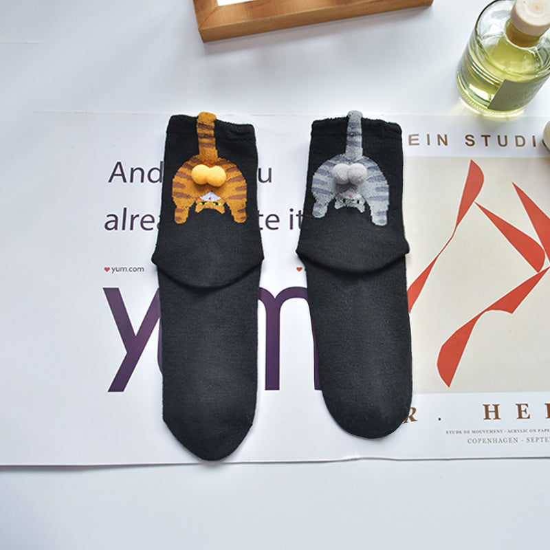 🧦Αγοράστε δύο, πάρτε δύο δωρεάν🔥Unisex αστείες κάλτσες με γλουτούς γάτας και φουντάκια🐈