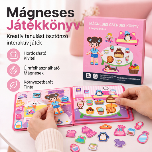🧩✨ Gyermek mágneses csendes könyv, hajtogatható kirakós jelenetekkel: Korai fejlesztő játék fiúknak és lányoknak 🧠📚