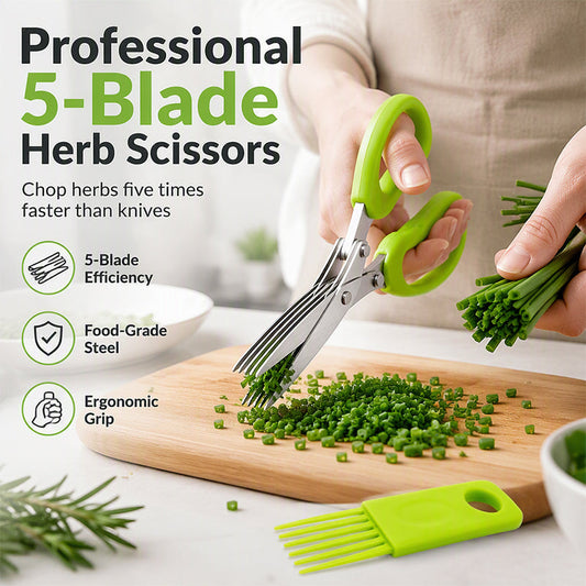 🧢 ✂️✨ Többrétegű rozsdamentes konyhai olló: 5-szörös vágási hatékonyság 🔪🥬