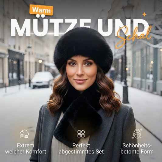 ❄️💕 Damen-Winterset aus Plüsch mit Mütze und Schal – Kuschelig warm & stilvoll durch die kalte Jahreszeit 🧣