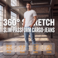 👖✨ Slim-Fit Cargohose aus Jeans – Figurbetont & Praktisch 🔥