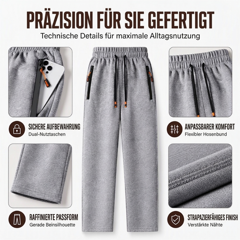 👖 Warme Herren-Jogginghose mit Reißverschlusstaschen | Kein Frieren beim Sport, kein Verlieren von Wertsachen – Warm, bequem & sicher durch Reißverschlusstaschen ✨