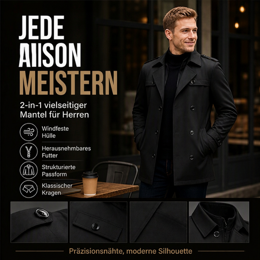 🧥 Herren Trenchcoat in mittlerer Länge mit abnehmbarem Innenfutter | Kein starres Herbst-Outfit – Vielseitig für kühle Tage & wärmere Stunden ✨