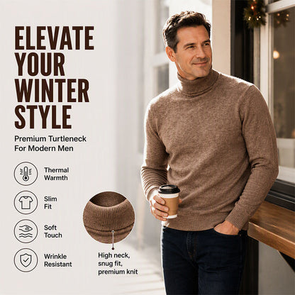 🍁🌬️ Klassischer figurbetont am Kragen anliegender Rollkragenpullover für Herren | Kein kratziger, zu weiter Kragen – Elegante Passform für Business & Alltag ✨