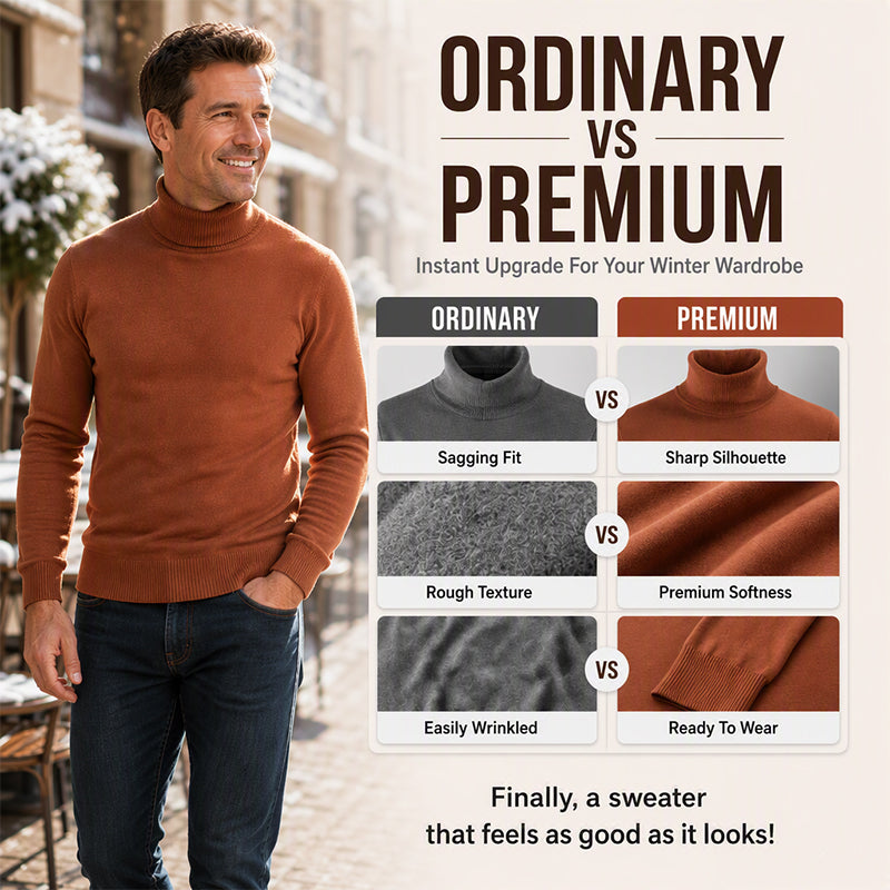 🍁🌬️ Klassischer figurbetont am Kragen anliegender Rollkragenpullover für Herren | Kein kratziger, zu weiter Kragen – Elegante Passform für Business & Alltag ✨