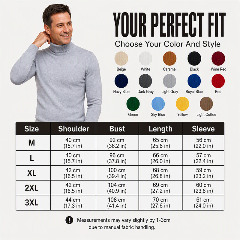 🍁🌬️ Klassischer figurbetont am Kragen anliegender Rollkragenpullover für Herren | Kein kratziger, zu weiter Kragen – Elegante Passform für Business & Alltag ✨