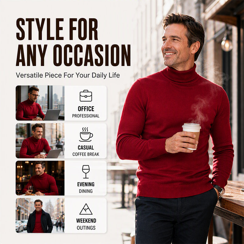 🍁🌬️ Klassischer figurbetont am Kragen anliegender Rollkragenpullover für Herren | Kein kratziger, zu weiter Kragen – Elegante Passform für Business & Alltag ✨