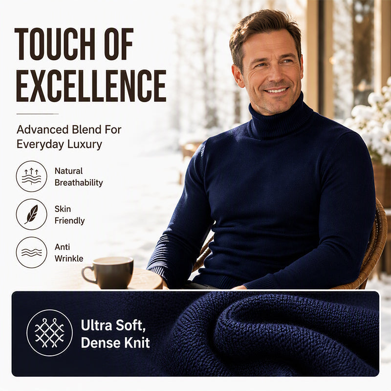 🍁🌬️ Klassischer figurbetont am Kragen anliegender Rollkragenpullover für Herren | Kein kratziger, zu weiter Kragen – Elegante Passform für Business & Alltag ✨