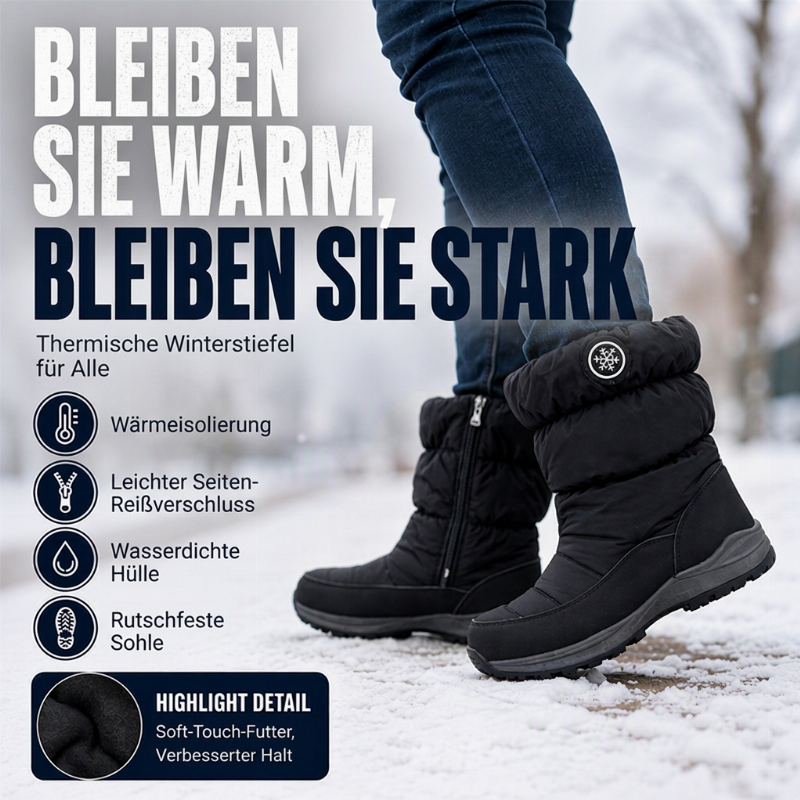☁️👢 Damen Winterstiefel mit Seitenreißverschluss | Kein mühsames Anziehen – Praktischer Seitenreißverschluss, warmes Futter & bequeme Passform ✨