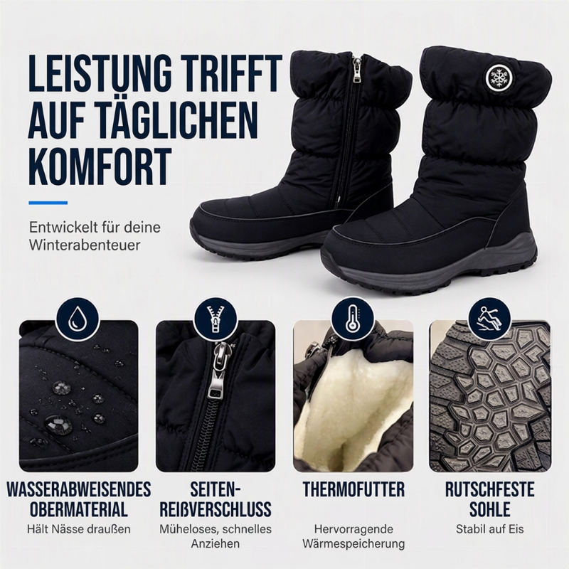 ☁️👢 Damen Winterstiefel mit Seitenreißverschluss | Kein mühsames Anziehen – Praktischer Seitenreißverschluss, warmes Futter & bequeme Passform ✨