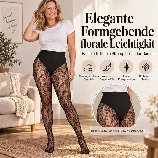 👙 Damen Shape Strumpfhosen mit hoher Taille aus Spitze & Fischernetz | Kein einschnürender Bund – Figurformend & sexy durch Spitze und Netz ✨
