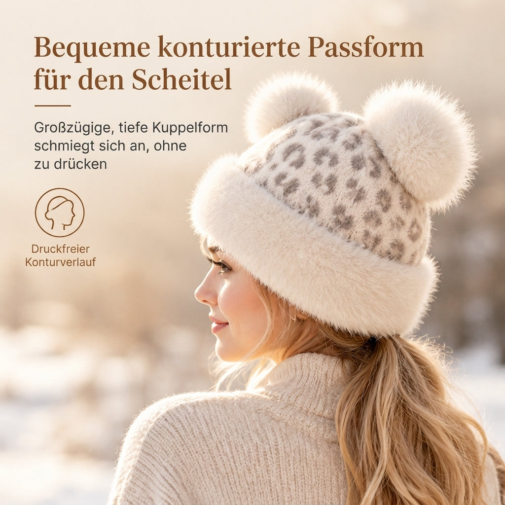 🧢 Damen Vintage Leopardenmütze mit Plüschbärenohren | Kein kalter Kopf, kein langweiliger Winterlook – Warm, flauschig & auffällig mit Ohrenschutz ✨