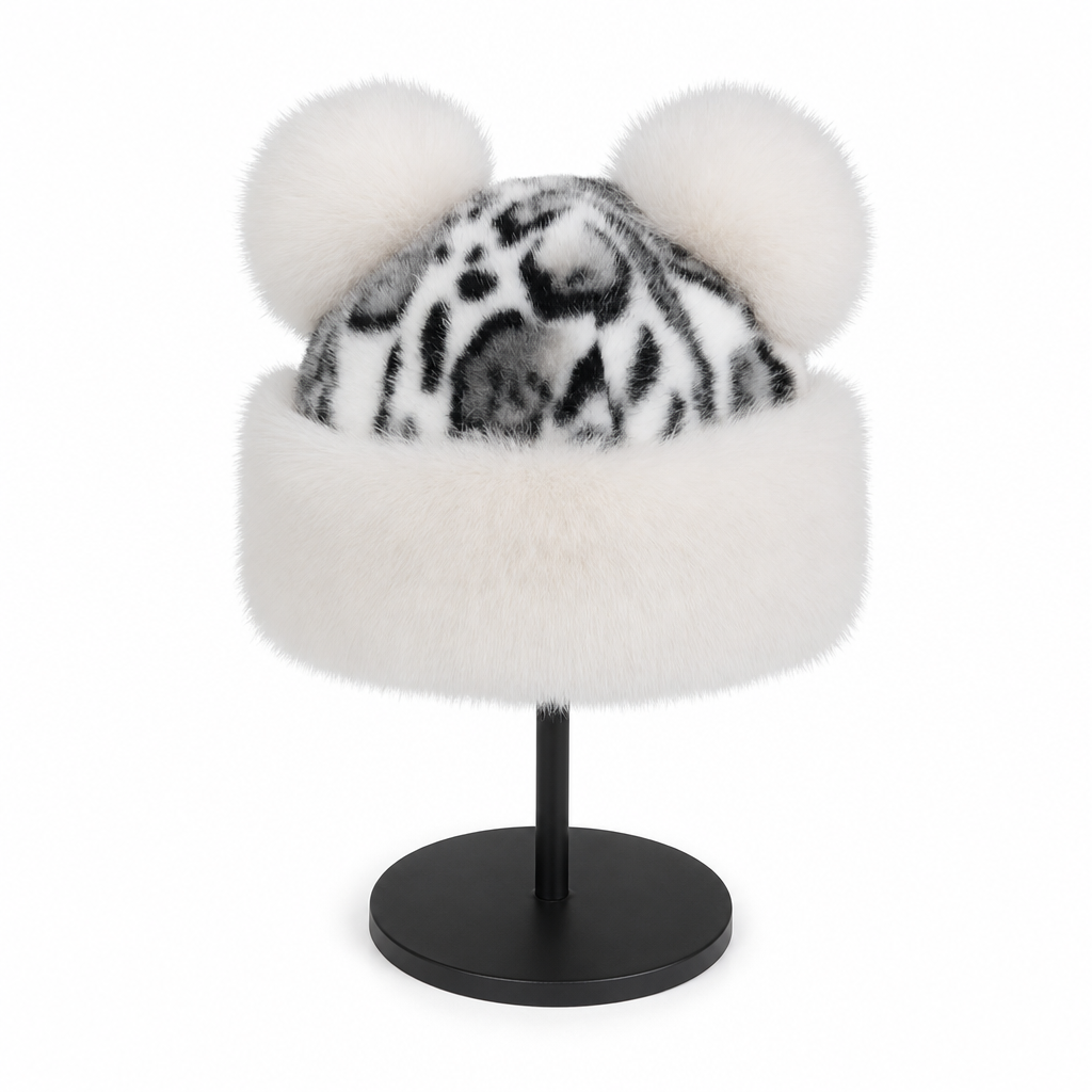 🧢 Damen Vintage Leopardenmütze mit Plüschbärenohren | Kein kalter Kopf, kein langweiliger Winterlook – Warm, flauschig & auffällig mit Ohrenschutz ✨