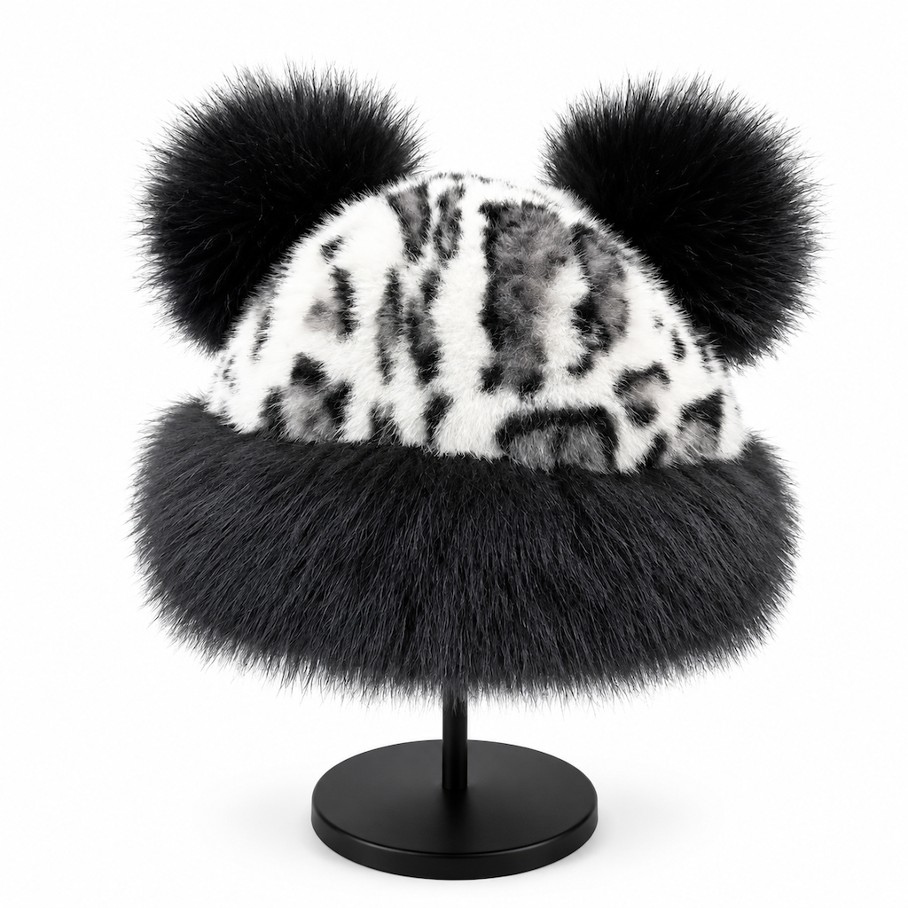 🧢 Damen Vintage Leopardenmütze mit Plüschbärenohren | Kein kalter Kopf, kein langweiliger Winterlook – Warm, flauschig & auffällig mit Ohrenschutz ✨