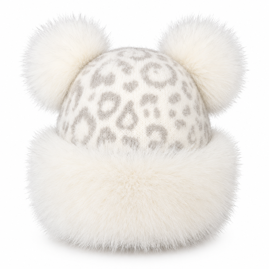 🧢 Damen Vintage Leopardenmütze mit Plüschbärenohren | Kein kalter Kopf, kein langweiliger Winterlook – Warm, flauschig & auffällig mit Ohrenschutz ✨