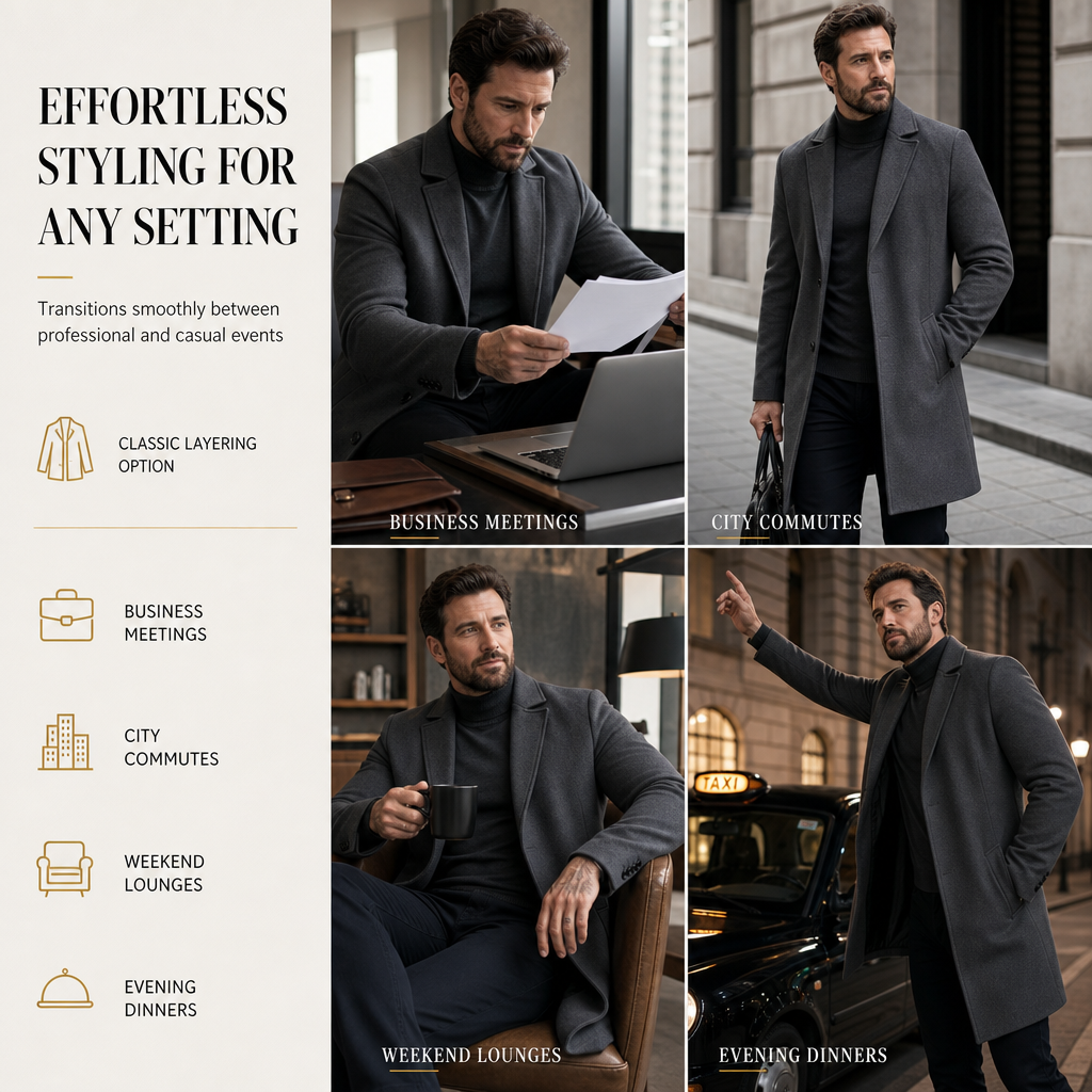 🧥 Klassischer einreihiger Herren Trenchcoat | Kein steifer Business-Look, kein billiger Windbreaker – Premium & vielseitig für Business-Casual ✨