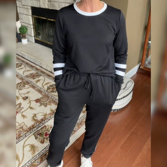 🍁👚 Farbblock-Sweatshirt mit Rundhals für Damen (2-teilig) | Kein eintöniges Basic, kein unpassendes Set – Lässig & stylisch als fertiges Outfit ✨