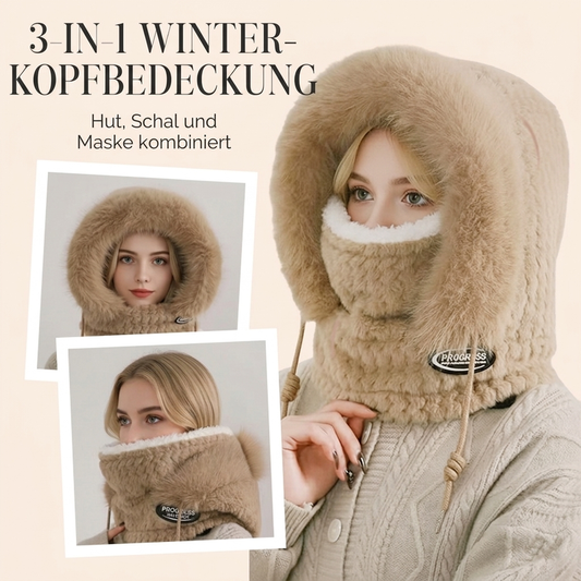 🧣 Damen 3-in-1 Winterschal mit Kapuze & Maske | Kein kalter Nacken, kein umständliches Umwickeln – Warm & praktisch als All-in-One Schutz ✨