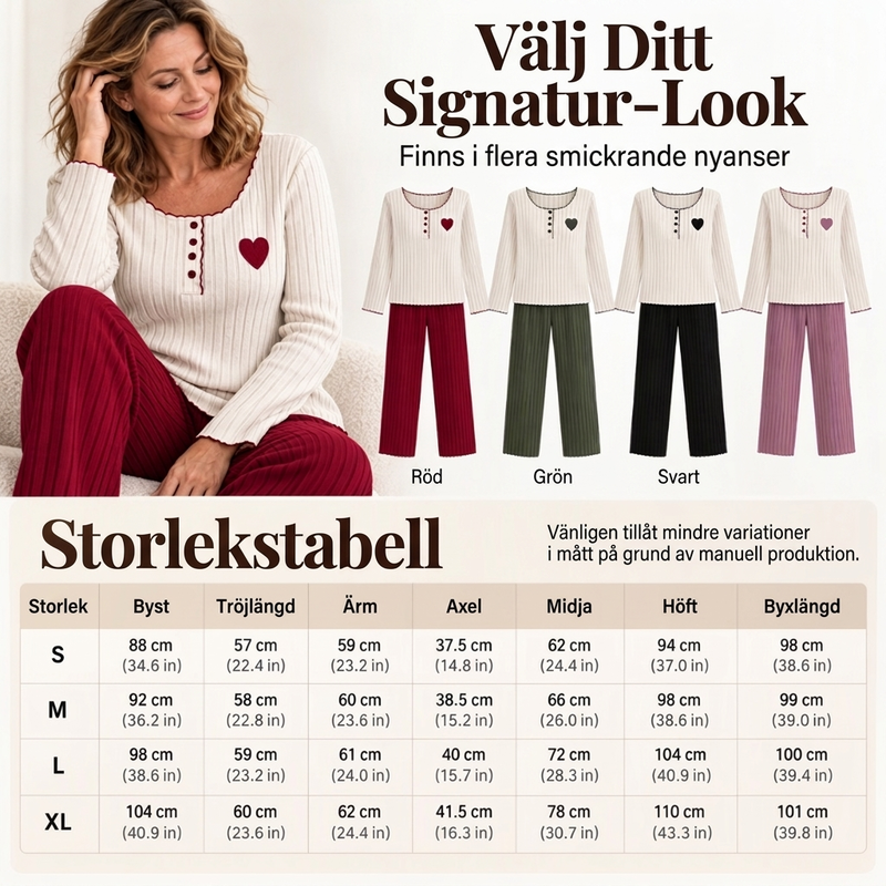 💖👚 Geripptes Schlafanzug-Set mit Herzstickerei | Weiches Rippgewebe, süße Herzstickerei & bequeme Passform ✨