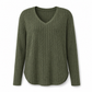 👚 Damen Übergrößen Pullover-Oberteil mit V-Ausschnitt | Kein Kratzen, kein Einengen – Locker sitzend, gerippt & kuschelig weich für den Alltag ✨