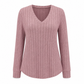 👚 Damen Übergrößen Pullover-Oberteil mit V-Ausschnitt | Kein Kratzen, kein Einengen – Locker sitzend, gerippt & kuschelig weich für den Alltag ✨