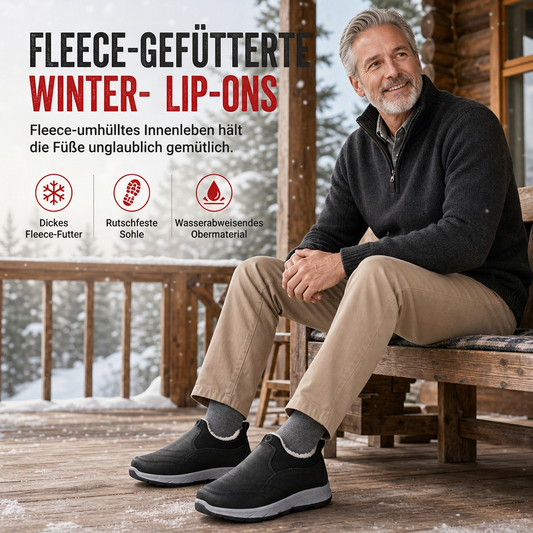 👞 Herren gefütterte wasserdichte Slip-On-Schuhe | Kein mühsames Schnüren, keine nassen und kalten Füße – Rutschfest, weiche Sohle & warm für den Winter ✨