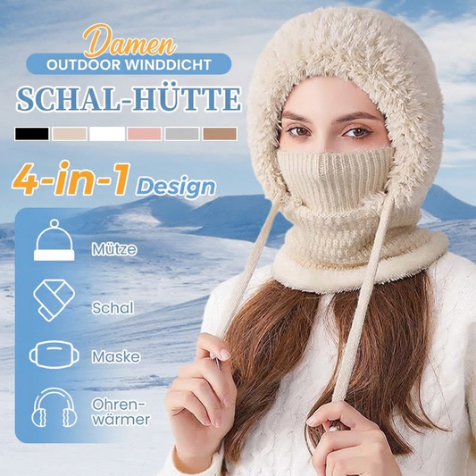 🧣 Damen winddichter Outdoor-Schal mit Mütze | Kein kalter Wind am Hals, kein lästiges Suchen nach separatem Accessoire – Warm, winddicht & praktisch für draußen ✨