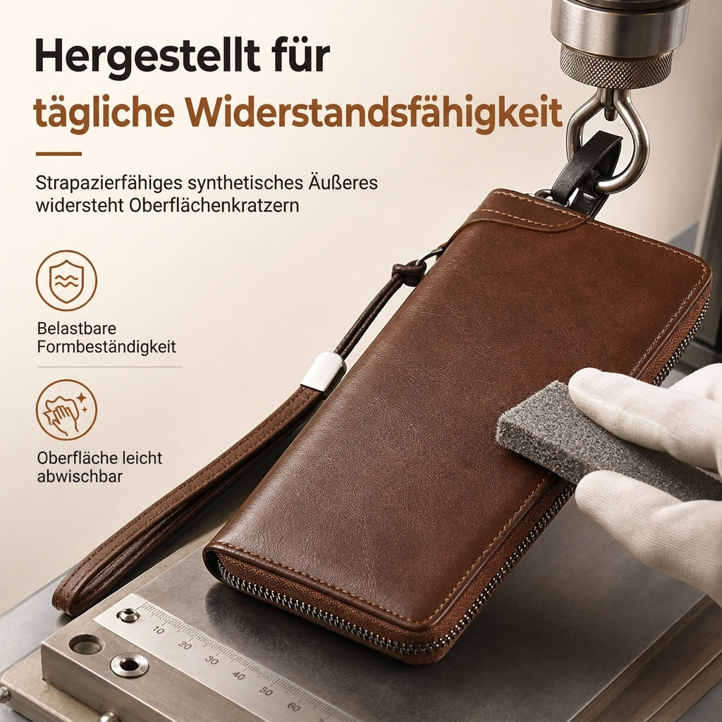 🛡️💳 Herren lange Geldbörse mit Reißverschluss | Kein unordentliches Portemonnaie, kein Suchen nach Karten – Großes Fassungsvermögen, multifunktionaler Kartenhalter & Clutch-Tasche ✨
