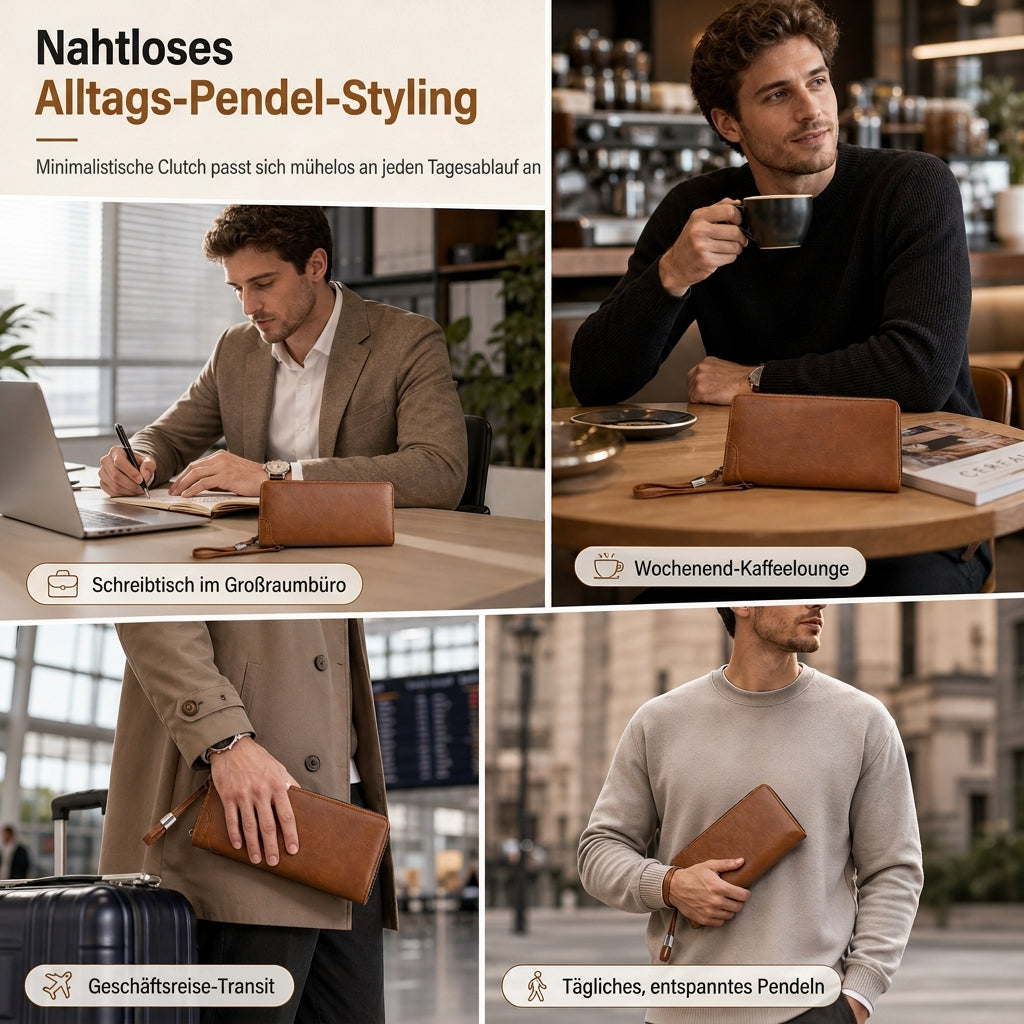 🛡️💳 Herren lange Geldbörse mit Reißverschluss | Kein unordentliches Portemonnaie, kein Suchen nach Karten – Großes Fassungsvermögen, multifunktionaler Kartenhalter & Clutch-Tasche ✨