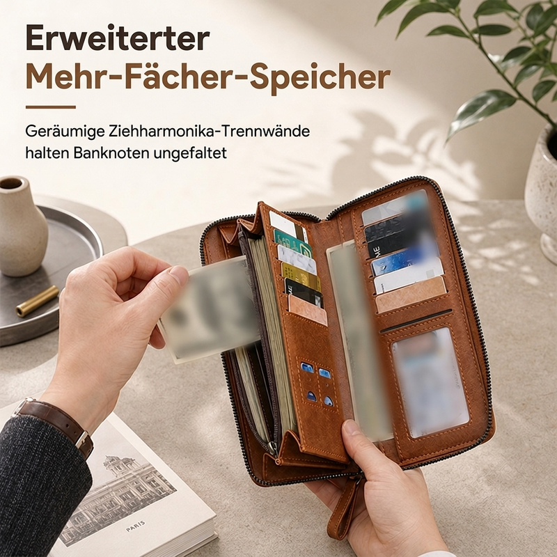 🛡️💳 Herren lange Geldbörse mit Reißverschluss | Kein unordentliches Portemonnaie, kein Suchen nach Karten – Großes Fassungsvermögen, multifunktionaler Kartenhalter & Clutch-Tasche ✨