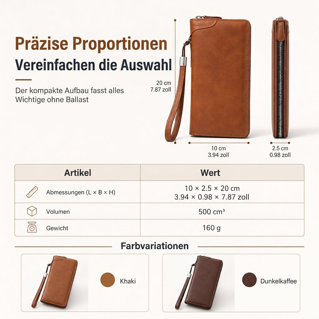 🛡️💳 Herren lange Geldbörse mit Reißverschluss | Kein unordentliches Portemonnaie, kein Suchen nach Karten – Großes Fassungsvermögen, multifunktionaler Kartenhalter & Clutch-Tasche ✨