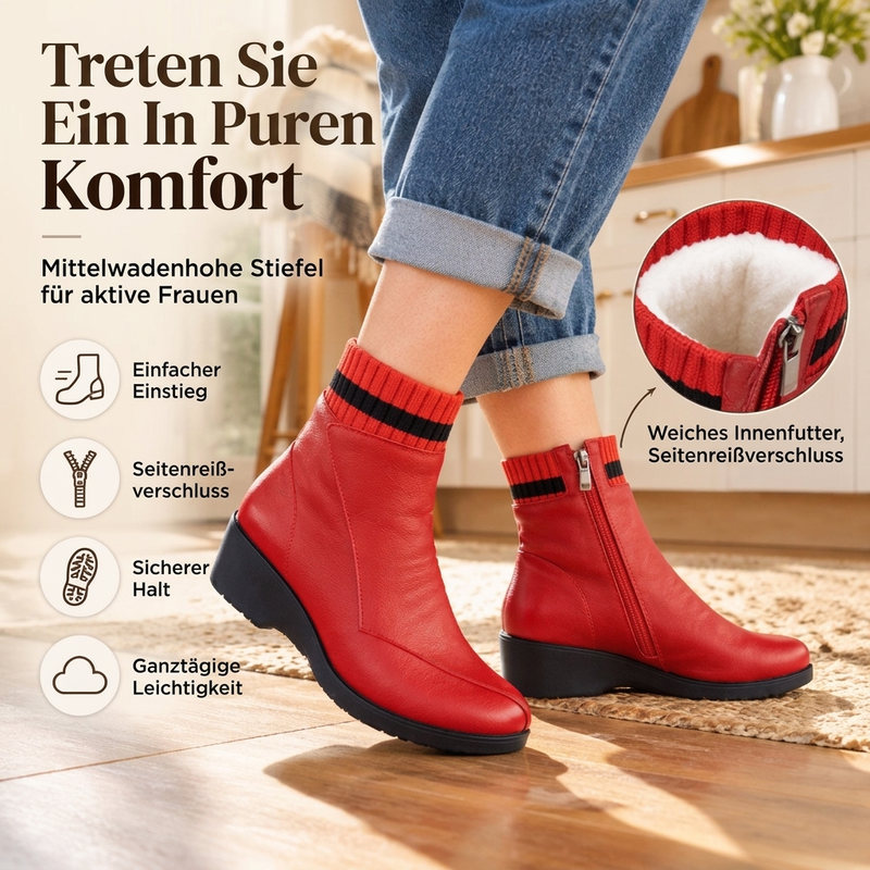 🧶👢 Damen Stiefeletten mit Strickbund | Kein einschneidender Schaft – Weicher Strickbund, bequemer Keilabsatz & stylische Silhouette ✨