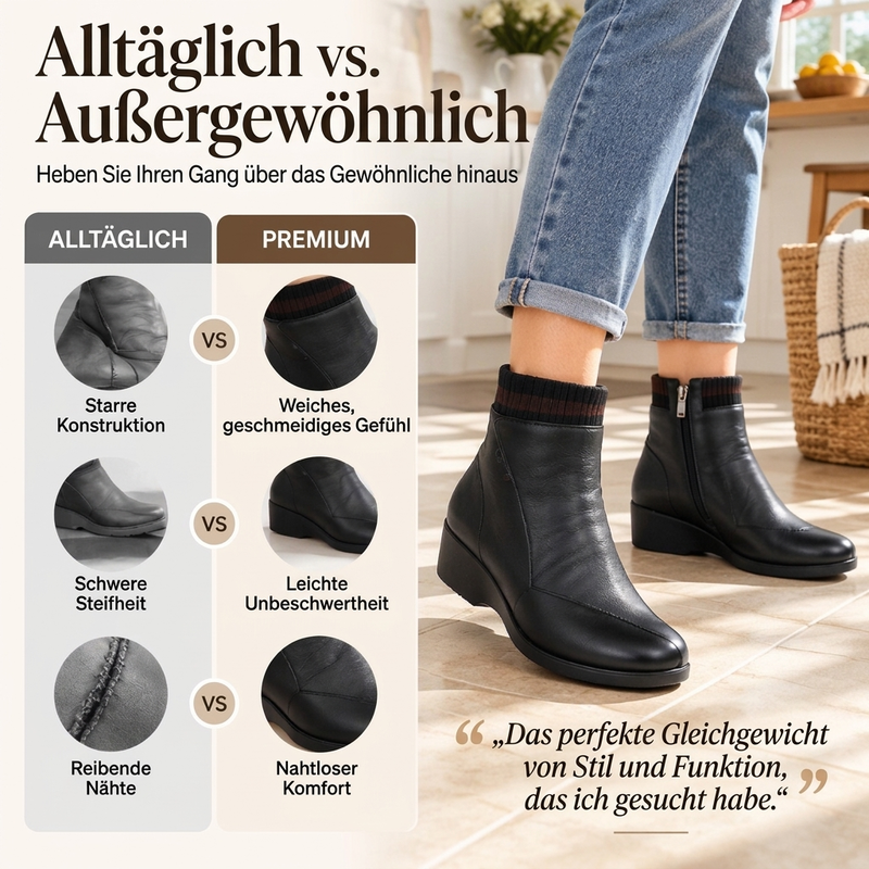 🧶👢 Damen Stiefeletten mit Strickbund | Kein einschneidender Schaft – Weicher Strickbund, bequemer Keilabsatz & stylische Silhouette ✨