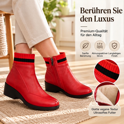 🧶👢 Damen Stiefeletten mit Strickbund | Kein einschneidender Schaft – Weicher Strickbund, bequemer Keilabsatz & stylische Silhouette ✨