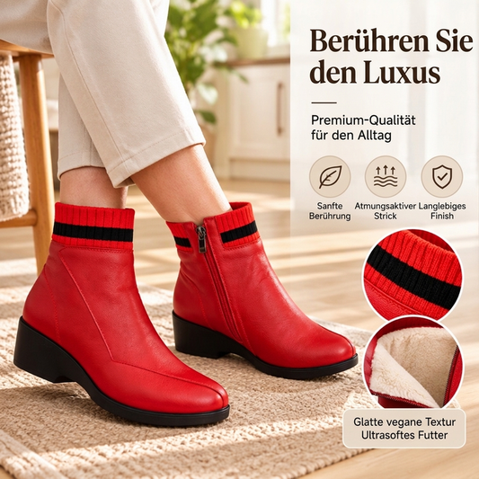 🧶👢 Damen Stiefeletten mit Strickbund | Kein einschneidender Schaft – Weicher Strickbund, bequemer Keilabsatz & stylische Silhouette ✨