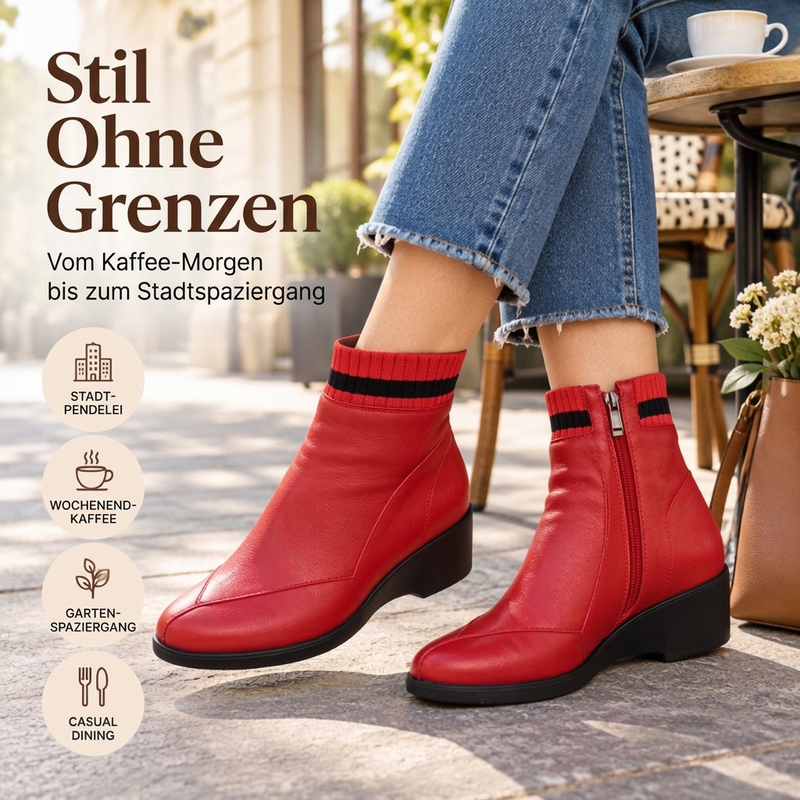 🧶👢 Damen Stiefeletten mit Strickbund | Kein einschneidender Schaft – Weicher Strickbund, bequemer Keilabsatz & stylische Silhouette ✨