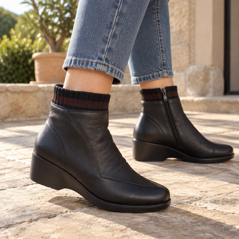 🧶👢 Damen Stiefeletten mit Strickbund | Kein einschneidender Schaft – Weicher Strickbund, bequemer Keilabsatz & stylische Silhouette ✨