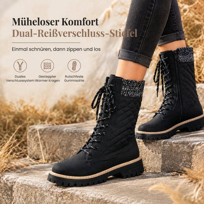 🌨️👢 Damen-Stiefeletten mit runder Zehenpartie | Kein Drücken an den Zehen, kein Wackeln auf dünnen Sohlen – Bequeme Plateau-Stiefeletten mit dicker Sohle & in Übergröße für den Herbst ✨