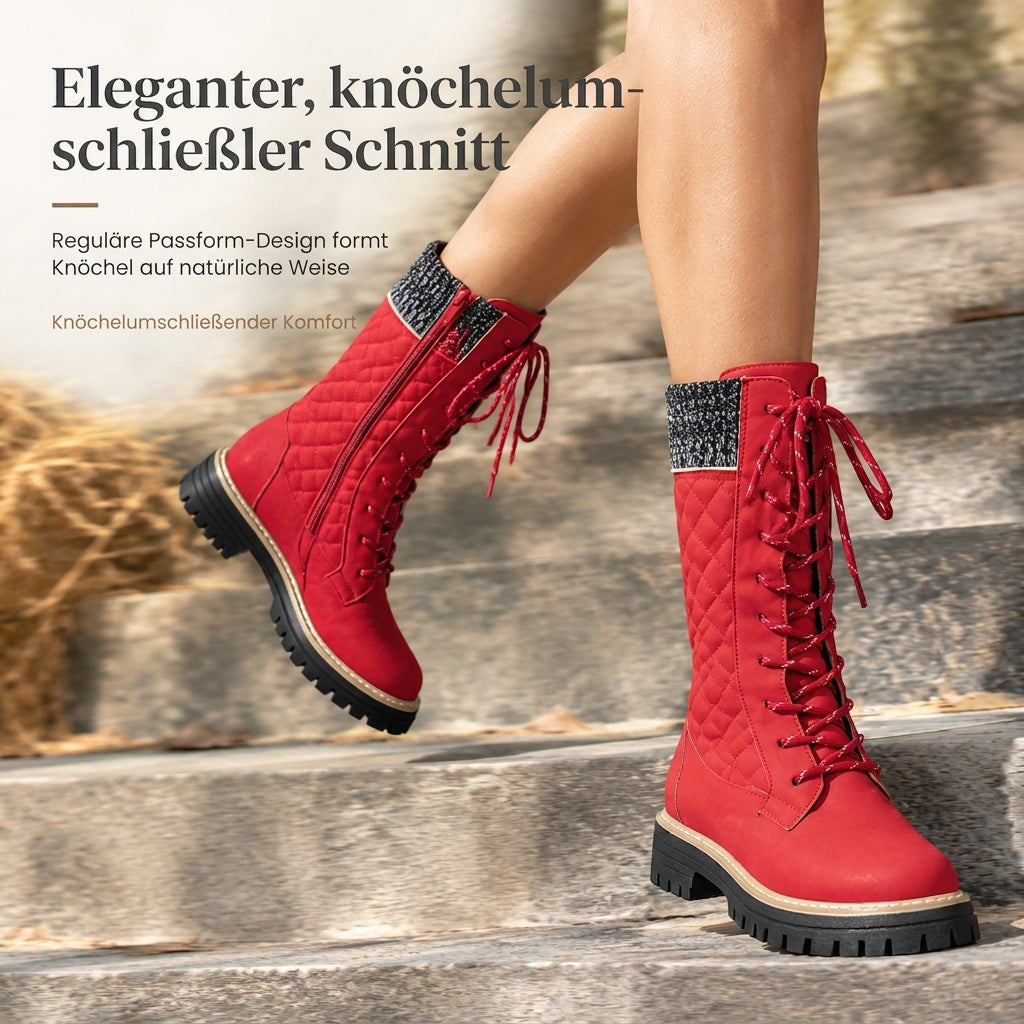 🌨️👢 Damen-Stiefeletten mit runder Zehenpartie | Kein Drücken an den Zehen, kein Wackeln auf dünnen Sohlen – Bequeme Plateau-Stiefeletten mit dicker Sohle & in Übergröße für den Herbst ✨