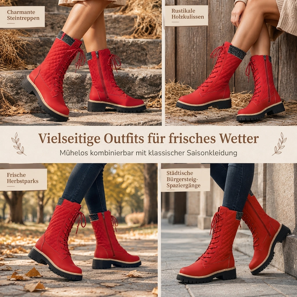 🌨️👢 Damen-Stiefeletten mit runder Zehenpartie | Kein Drücken an den Zehen, kein Wackeln auf dünnen Sohlen – Bequeme Plateau-Stiefeletten mit dicker Sohle & in Übergröße für den Herbst ✨