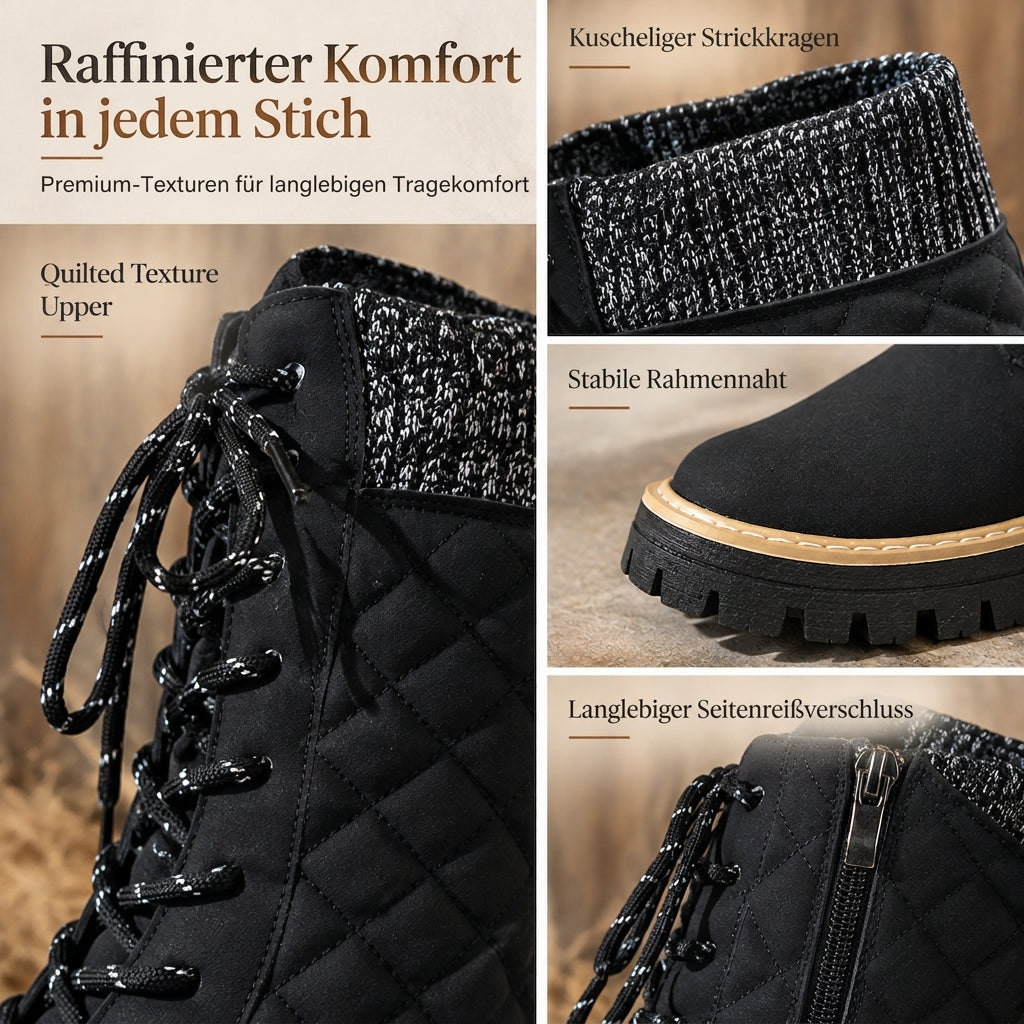 🌨️👢 Damen-Stiefeletten mit runder Zehenpartie | Kein Drücken an den Zehen, kein Wackeln auf dünnen Sohlen – Bequeme Plateau-Stiefeletten mit dicker Sohle & in Übergröße für den Herbst ✨