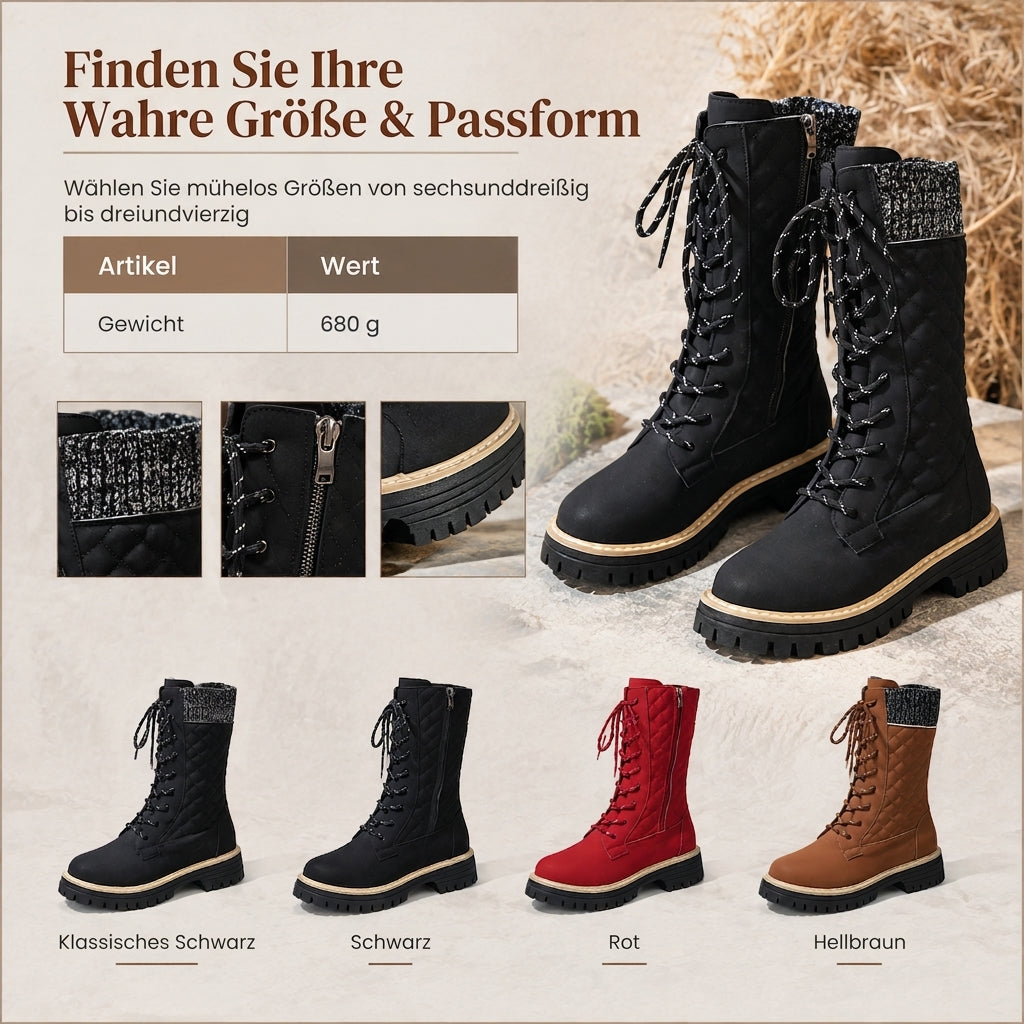 🌨️👢 Damen-Stiefeletten mit runder Zehenpartie | Kein Drücken an den Zehen, kein Wackeln auf dünnen Sohlen – Bequeme Plateau-Stiefeletten mit dicker Sohle & in Übergröße für den Herbst ✨