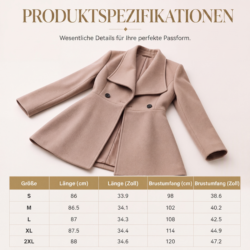 ❄️🧥 Eleganter taillierter Damenmantel mit Reverskragen | Keine sackartige Silhouette, kein langweiliger Basic-Look – Tailliert, elegant & alltagstauglich mit Reverskragen ✨